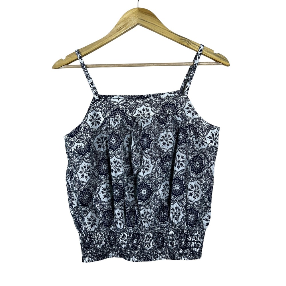 LOFT Navy and White Printed Spaghetti Strap Camisole